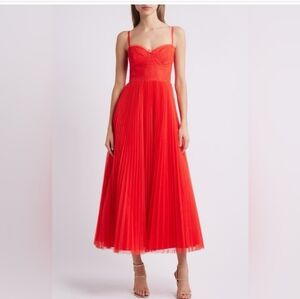 Hutch Red Corset Pleated Maxi Dress | Size 10